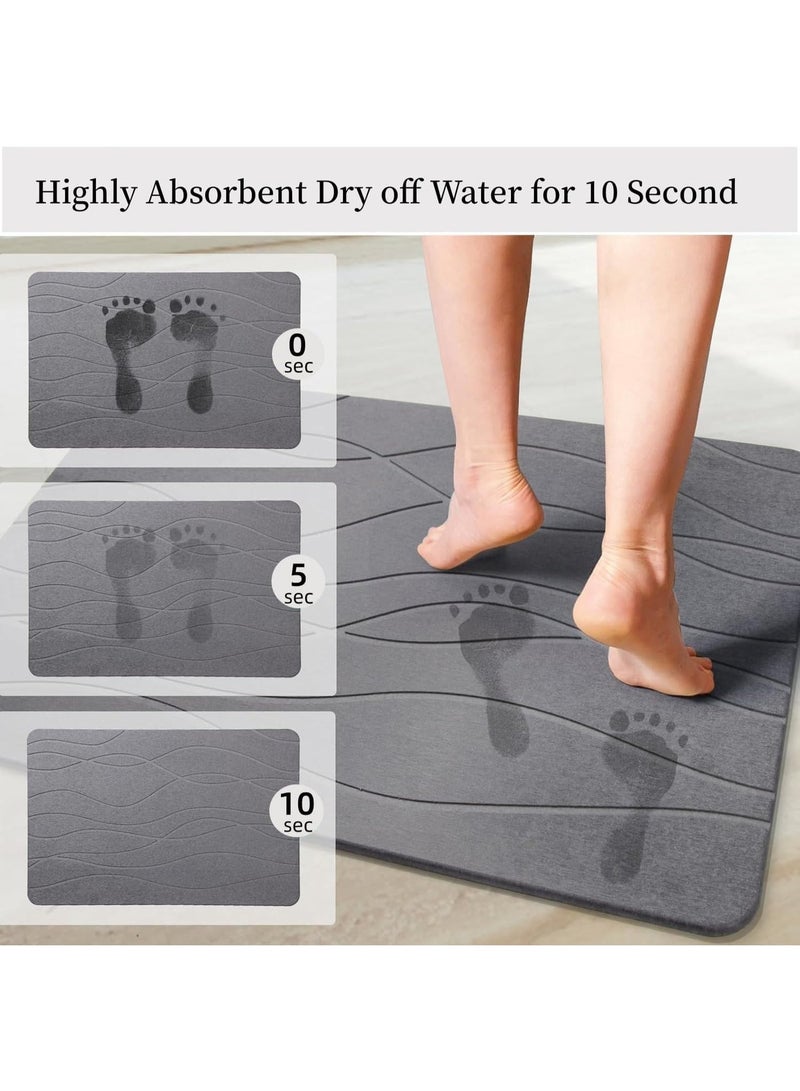Soofam Stone Bath Mat, Fast-Drying Diatomaceous Earth Shower Mat, Non-Slip Super Absorbent Bathroom Floor Mat, Quick Drying Mat for Bathroom Tub, Kitchen, Home Decor (23.5"x15", Grey) - Image 3